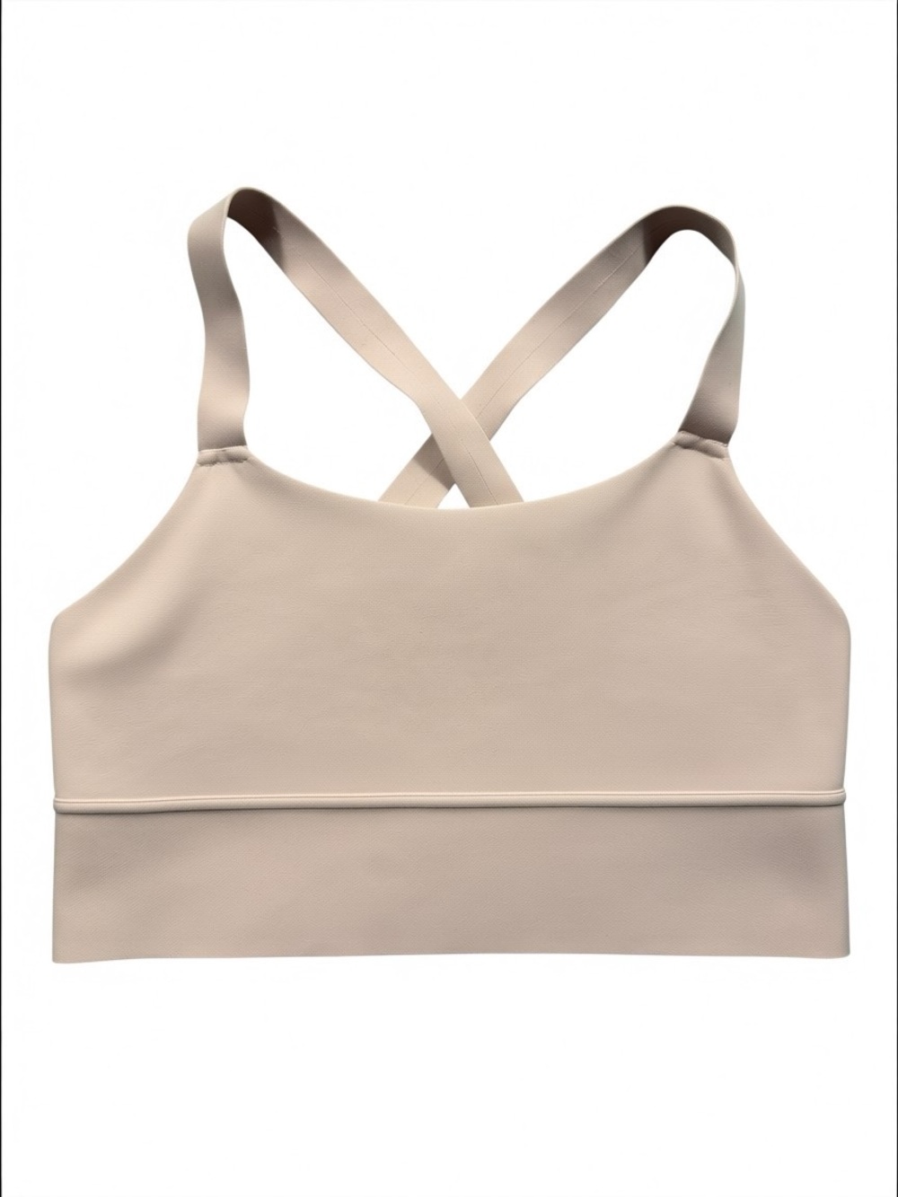 Athleta Medium Nude Cream Pink Seamless Crossback Sports Bra Running Pilates